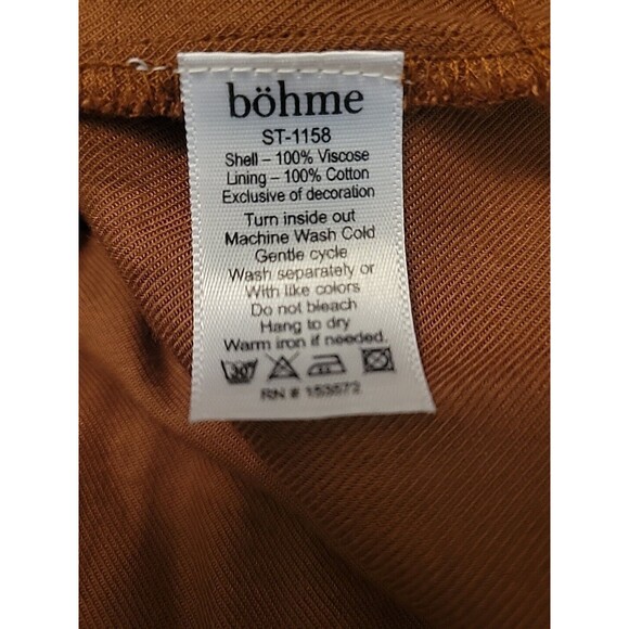 Bohme Brown White Crochet Lace Accents Boho Hippie Ruffle Peasant‎ Small - Picture 8 of 8